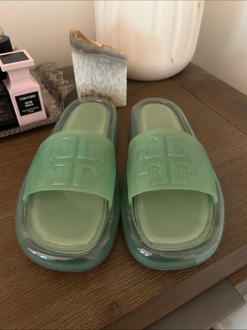 Tory Burch Mint Green Jelly Slide Sandals Size 7